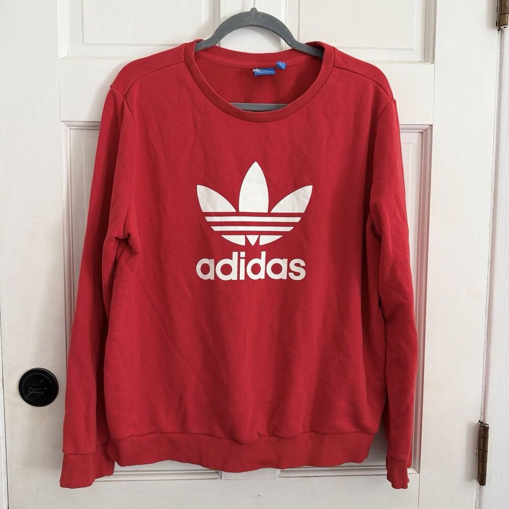 adidas Originals Trefoil Sweatshirt Men’s XL Red White Logo Crewneck Pullover